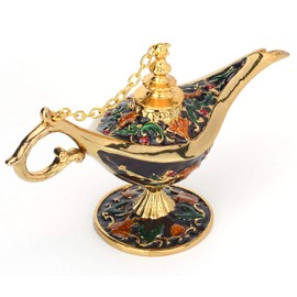 FASALINO Magic Genie Lamp Wishing Trinket Box Classic Vintage Ornaments Metal Craft Gift for Home Decor (Coffee)