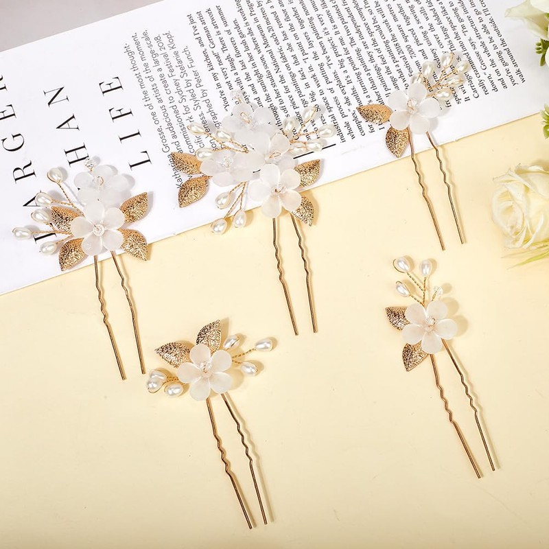 CABODYALS Pack of 5 Hair Pins with Acrylic Flowers and