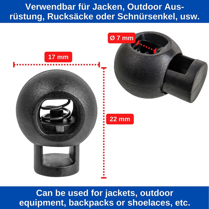 Cord Stopper, 1-Hole, for Cords, Band Clamp Jacket, Clothing, Backpack,