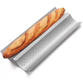 Yupjlia Baguette Bread Pan, Premium Nonstick Perforated French Bread Baking Pan, 2 Loaves Baguette Tray for Sourdough, Italian Bread Baking, Perfect for Creating Crisp Golden-Brown Crust