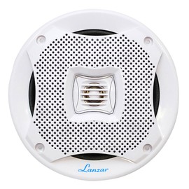 LANZAR Marine Speakers - 5.25 Inch 2 Way Water Resistant Audio Stereo Sound System with 400 Watt Power, Attachable Grills and Resin Treatment for Indoor and Outdoor Use - 1 Pair - AQ5CXW (White)
