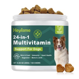 HEYISME Dog Multivitamin, Glucosamine Chondroitin for Dogs, Dog Vitamins and Supplements, Probiotics, Krill Oil for Hip & Joints, Skin, Coat, Immune Health, Heart, Digestion (120 Chews, Chicken)