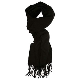 Mitchell Lewiss Cashmere Feel Winter Solid Color Scarf for women or man (Black)