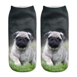 Gifton - Pug Dog Ankle Socks - Gift for Girls Women Ladies Teens Mom Girlfriend Her - Fun Funny Gag Birthday Present Christmas Stocking Filler Sizes 6-11