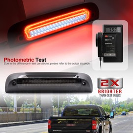 NSLUMO Led Third Brake Light Replacement for 2014-2018 Chevy Silverado GMC Sierra 1500 2500HD 3500HD Red Strobe Rear 3rd Brake Center High Mount Stop Lamp + White Cargo Light Kit Euro Smoked Lens