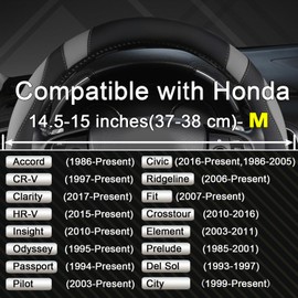 West Llama Customized Auto Car Steering Wheel Cover for Honda Accord CR-V HR-V Pilot Odyssey (Black+Gray-Standard Size)