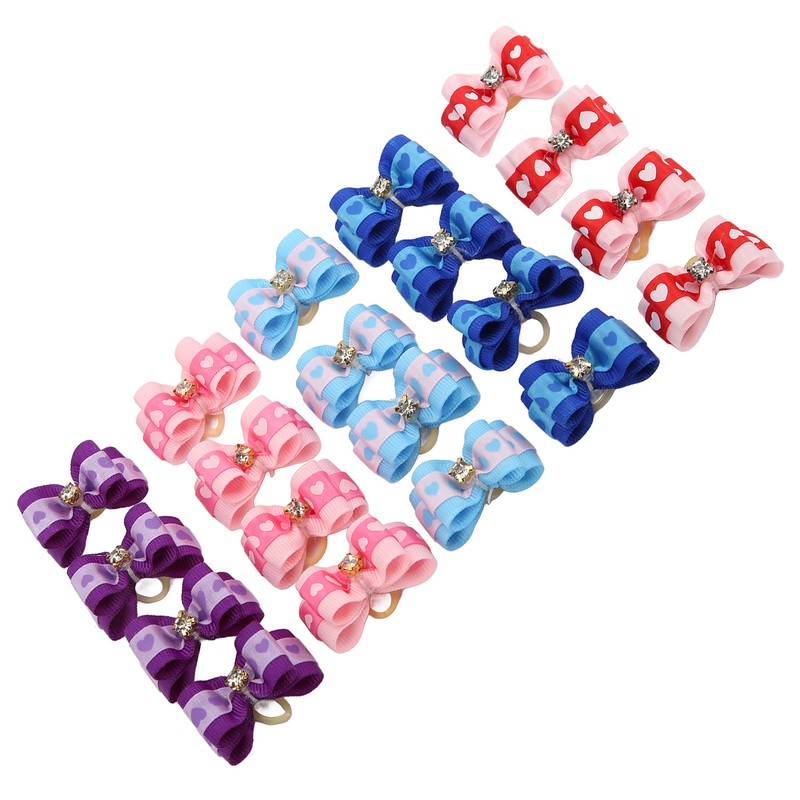 20pcs Pet Hair Bows Dog Grooming Bows with Rubber Bands