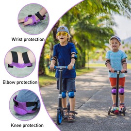 PAPAISON Kids/Youth Knee Pad, Elbow Pads & Wrist Guards for Inline Skating Bike Cycling Skateboard Scooter, 3 in 1 Protective Gear Set for Girls Boys Adult
