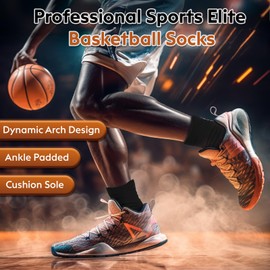Dingcooler Elite Basketball Socks, Cushioned Athletic Sports Crew Socks for Youth Adult