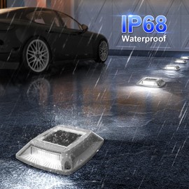 Solar Driveway Lights Dock Marine Lights 12 Pack Solar Deck Lights IP68 Waterproof Outdoor LED Solar Powered Warning Step Lights for Driveway Sidewalk Garden Pathway Walkway Stair Yard(White)