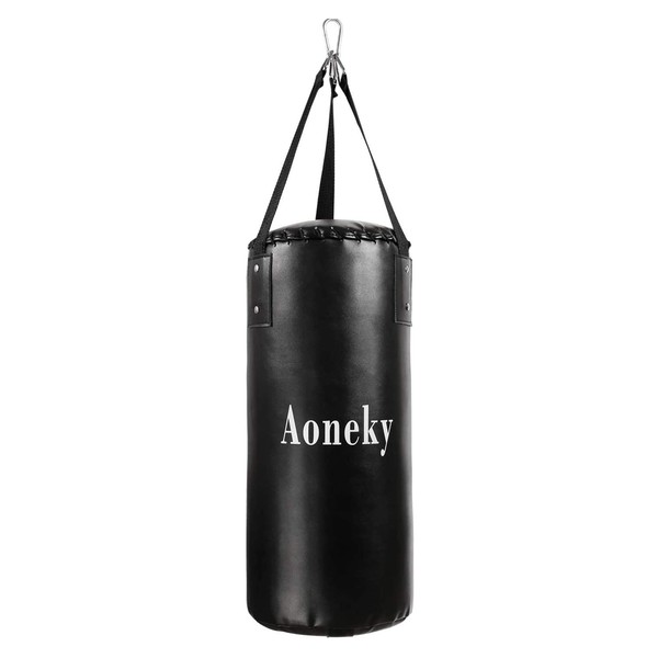 Aoneky Leather Unfilled Punching Bag for Kids - Karate Kicking Bag for Children Aged 3 to 10 Years Old, Small Hanging Boxing Bag, Mini Kickboxing Bag