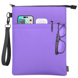 Book Sleeves with Zipper, Travel Book Protector Pouch for Paperbacks & Hardcover Books, Book Covers Bags Carry Case/Front Pocket & Handle Strap for Book Lovers Women Readers (Purple, 1 Pc)