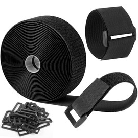 6 m Velcro Cable Ties with 30 Buckles, Free Cut to Size, Velcro Tape - 5 cm Wide, Reusable Cable Ties Velcro Tape