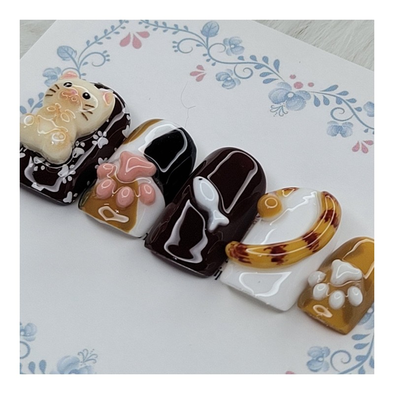 Meangnyang Pad Handmade Nail Tips - Oval M / 냥냥