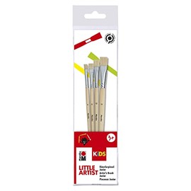Marabu KiDS Little Artist, Artist Brush Set Junior for Children from 5 Years, 4 Painting Brushes Made of FSC-Certified Wood, Children's Brush with Natural Bristles, Flat, 318000000005