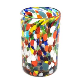 MexHandcraft Confetti Carnival 14 oz Drinking Glasses (set of 6), Recycled Glass, Lead-free, Toxin-Free (Drinking)