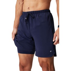 Fabletics Men's The One Short (Lined), Training, Swimming, Lightweight, Quick-Dry, Zip Pocket, Stretch Woven, 7" Inseam, M, Deep Navy