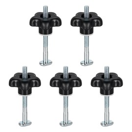 Toolcool M6 x 75mm T-Track Bolts Star Knob Kit T Slot Bolts 3 Inch with Washers T Track Accessories for Woodworking Jigs and Fixtures - 5 Pack