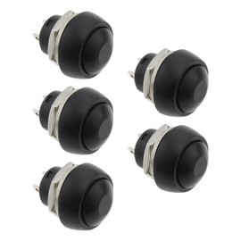 OTOTEC 5pcs 12mm Push Button Switch 3A Mini Push Button Horn Switch Momentary OFF/ON Push Button Horn Switch Waterproof Black