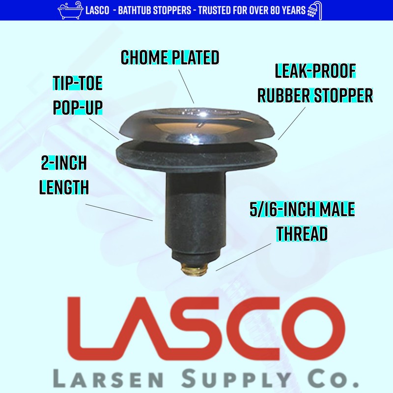 LASCO 03-4821 Rapid Fit Style Strainer Stopper Bathtub, Chrome Plated