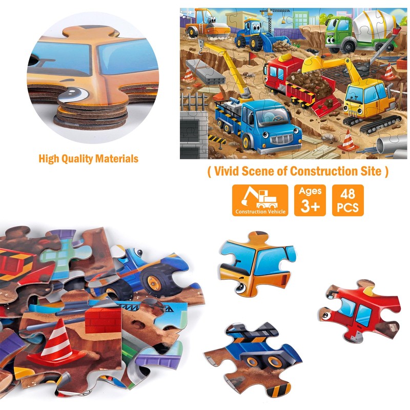 Jumbo Floor Puzzle for Kids,Construction Site Jigsaw Large Puzzles,48 Piece