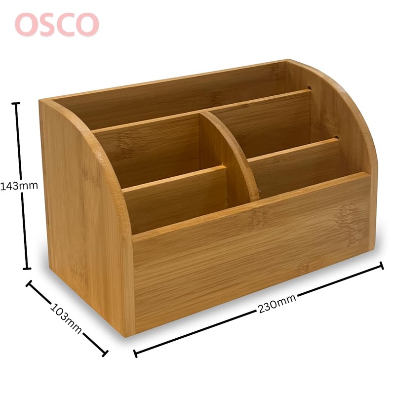 OSCO Bamboo Organiser | 6 Compartments | Office Tidy |