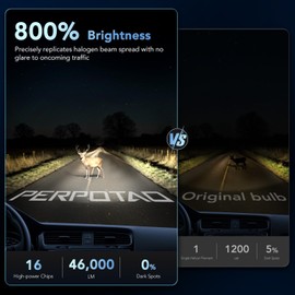 9006/HB4 Led Bulbs, 60,000H Lifespan, 8X Ultra-Brightness, 46,000LM Fog Lights, 1:1 Halogen Mini Size, 6000K White, IP68, Aerospace Aluminum Connectors, Plug-and-Play, 26S Series(2-PACK)