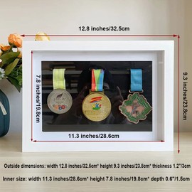 Medal Cassette - Race Bib and Medal Display | Wall Mounted Medal Hanger - 3 Medal Display Cases for Marathon Runners, Race Winners, Military Awards, Triathlons and All Sports (White, A4).1 Pack.