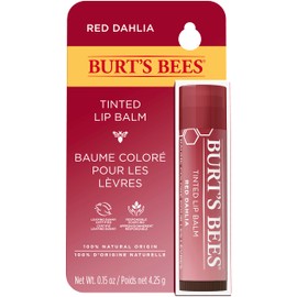 Burt's Bees Tinted Lip Balm Red Dahlia, 100% Natural Origin - 1 Tube