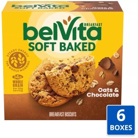 belVita Soft Baked Oats Chocolate Breakfast Biscuits Pack of 30 Snack Bars