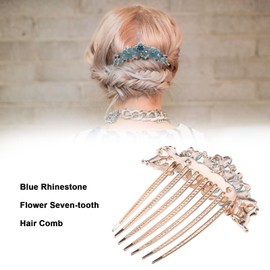 SG Store Flower Hair Comb Rhinestone Wedding Bridal Headpiece Decorative Hair Accessories for Women and Girls Hairstyles Bridal Blue