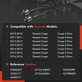 A-Premium 2 x Front Inner Tie Rod Ends, Compatible with Hyundai Genesis Coupe 2010-2016, Coupe, 2-Door