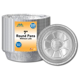 7 inch Round Aluminum Foil Pans, Pack of 500, Heavy Duty Disposable Tin Foil Pans for Baking, Roasting, Grilling, Storage, Cooking, Meal prep, MF-1400
