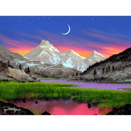 Bits and Pieces - 300 Piece Jigsaw Puzzle for Adults - 18" x 24" - Evening Magic - 300 pc Large Piece Nightime Mountain Landscape Jigsaw by Artist Jon Rattenbury