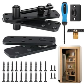 Hidden Door Hinge Pivot, 570lbs Heavy Duty Invisible Door Hardware for Secret Room & Concealed Bookcase, 360° Swing Door Hinge System