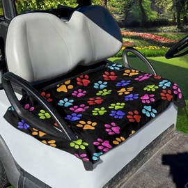 Mintulipy Golf Cart Seat Covers Golf Car Seat Blanket Colorful Dog Paw Lightweight Seat Cover for Golf Cart Easy to Clean