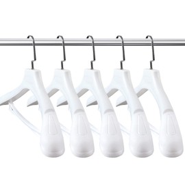 DEDU Suit Hangers for Men 15 Pack Width 17.1", White Coat Hangers no Shoulder Bump Non Slip for Thick Sweaters, Plastic Extra Wide Shoulder with Pants Bar & Metal Hook