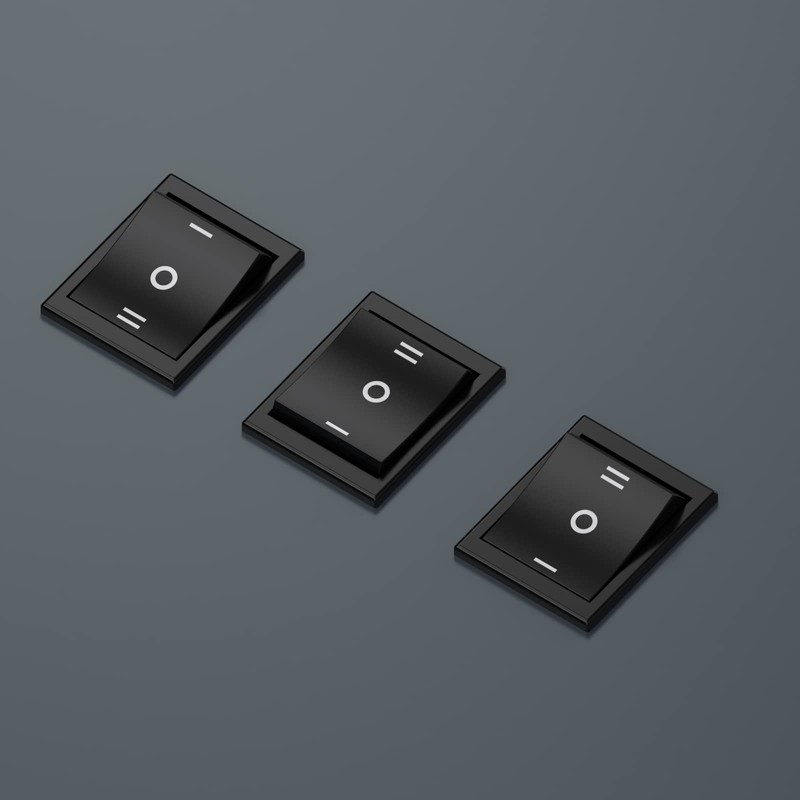 DIYhz 3-Speed AC16A/125V 16A/250V 6Pins 2 Position On/Off Black Rocker