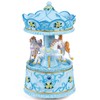 MS. WENNY Handcrafted Blue Carousel Music Box with Lights, Resin