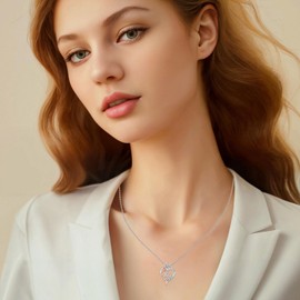 TOUPOP 100th Birthday Gifts Rose Heart Pendant Necklace Sterling Silver Sweet 100 Necklace Heart Butterfly 100 Years Old Jewelry Anniversary Christmas Gifts for Women Her Wife Mom Grandma