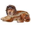 FJ FENGZHIJIE Hinged Lion Trinket Box | Golden Crystal Enameled