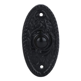 A29 Black Powder Coated Antique Doorbell Button – 3 3/8" x 1 3/4" – Vintage Style Cast Iron Construction with Recess Mount – Wired for Two-Wire Chimes, Durable Weather Resistant Finish, DIY Install