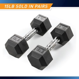 MARCY Rubber Hex Dumbbell Sold in Pair - 15lbs