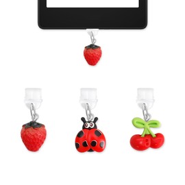 3PCS Dust Plug Charm Type C,Kindle Dust Plug Charm,kindle charms,fruit Charms for E-Reader,Strawberry kindles colorsoft accessories for Readers Book Lover Women Teachers Students,colleagues Gifts
