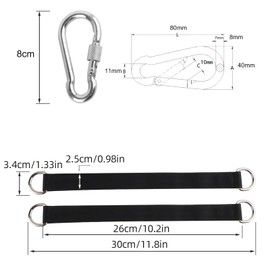 Xinsenke Hammock Attachment 2 Pieces, Swing Suspension Kit with 2 Carabiners & 2 D-Rings, Nylon Straps Heavy Duty for Tree Swing, Hanging Chair, Patio & Porch Swing