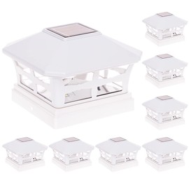 GreenLighting Mission Solar Post Cap Lights Fits 5x5 PCV/Vinyl Outdoor Solar Powered Post Cap Light, Fence Post, Landscaping, Deck, Garden- Bright LED, Waterproof White 8 Pack