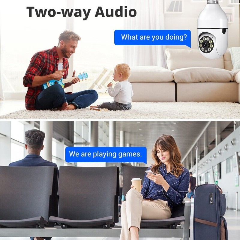 Smarthome 2X 360° 1080P IP E27 Light Bulb Camera WiFi