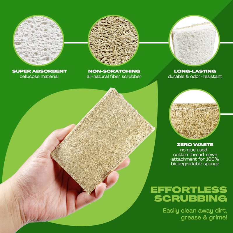 June Lily Natural Kitchen Dish Sponge Vegan Plant-Based for Dish