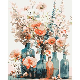 Fan House Paint by Numbers Adult DIY Hand Painted Oil Painting Kit for Adults, with 4 Brushes and Acrylic Paint (Frameless, 40 x 50 cm)