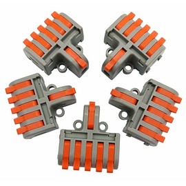 MTUERANC Wire Connectors, Compact Lever Wire Nuts Connectors Wire Terminals 1 in 5 Out for Quick Connect 28-12 AWG 5PCS (1 in 5 Out)